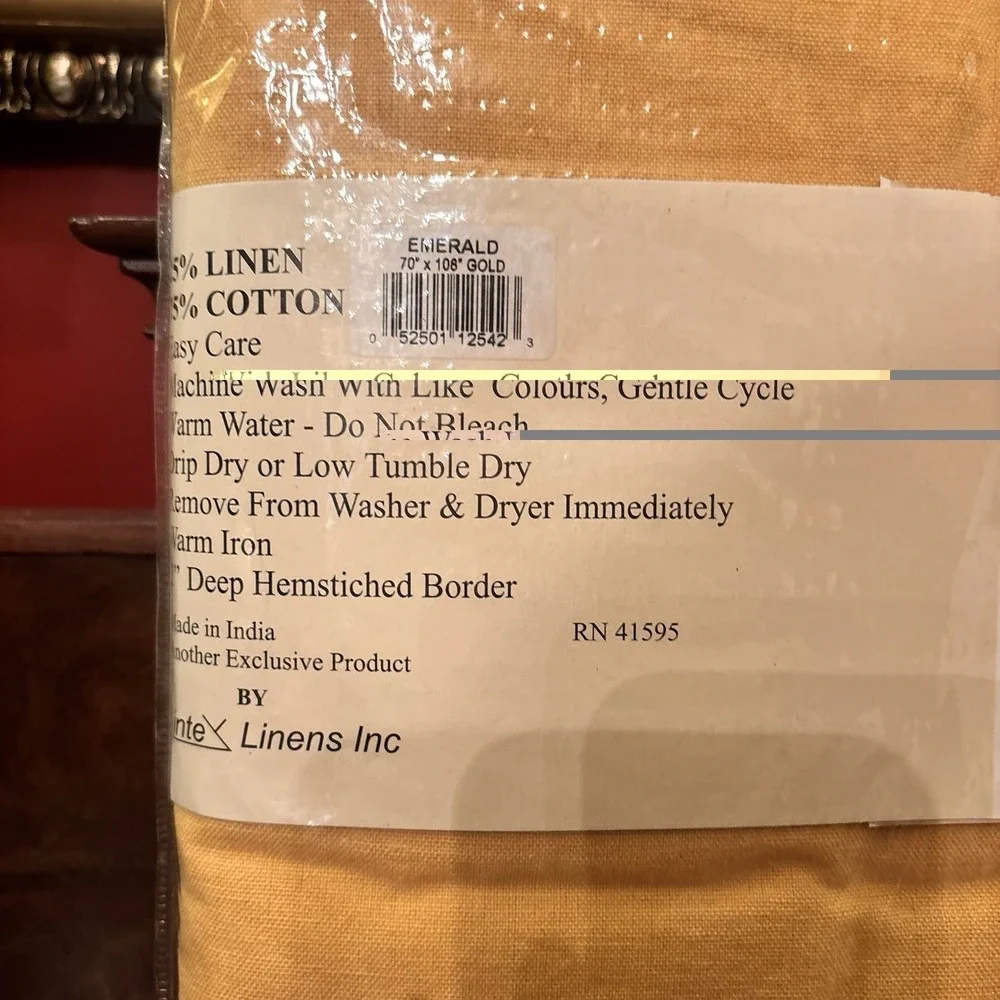 Emerald Gold Linen Cotton Hemstitched Tablecloth 70x108 Banquet Oblong New